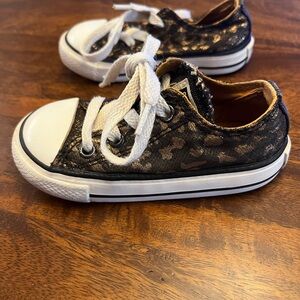 Converse Toddler Sneaker Gold/Black Leopard Print